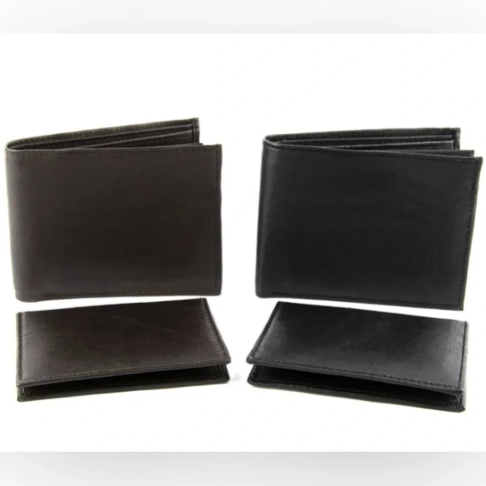 Gold Coast -NEW- Men's 4-Piece Brown and Black Leather Wallet and Card Case Set